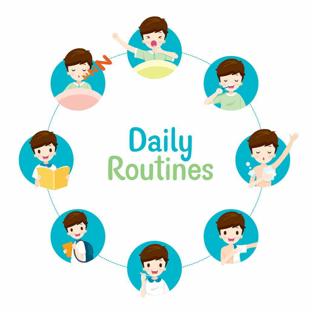 Children following a structured daily routine